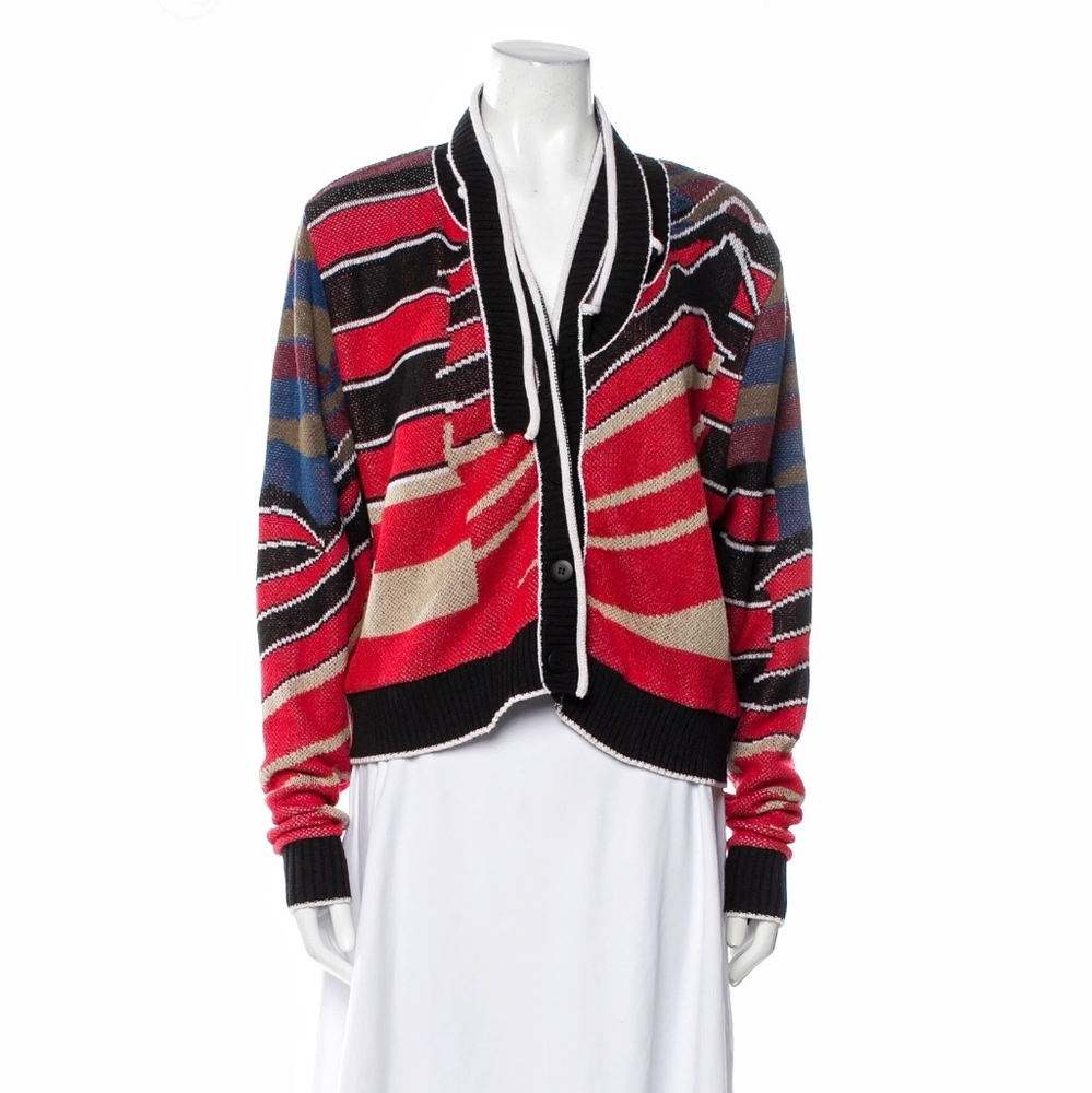 NWOT Ottolinger Patchwork Stripe Ribbed Knit Oversized Cardigan